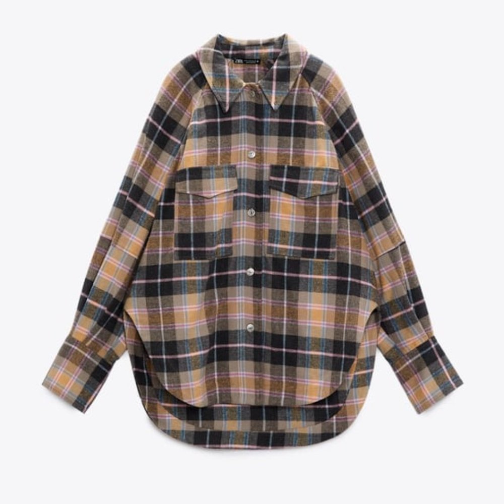 ZARA Oversized Plaid Shirt Shacket Pendleton